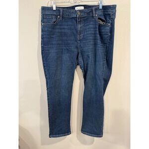 Lane Bryant Womens Jeans Mid Rise Straight Leg Blue Denim Stretch Size 18S